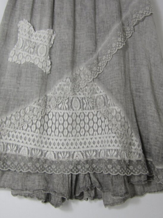 Unbranded Womens Small Washed Gray Flare Layered Skirt Lace Ruffle Bohemian - Picture 3 of 10